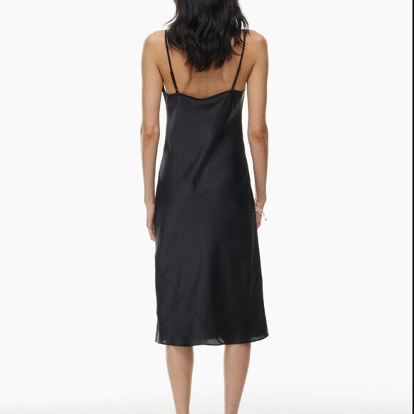 Wilfred Only Slip Satin Midi Dress- Black 2XS - Picture 3 of 9